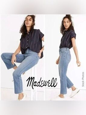 Madewell Cali Demi Boot Cropped Mini-Flare Jeans ND553 Dorrance Wash (29)